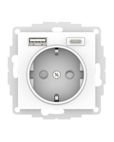 AtlasDesign розетка 1-местная с 2 USB A+C, скрытой установки, механизм, белый (ATN000132). Розетка с USB. Systeme Electric в Ижевске