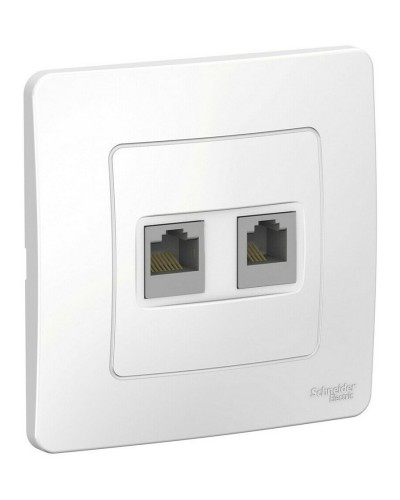 BLANCA розетка RJ45+RJ11 2-местная, кат. 5Е, скрытой установки, белый (BLNIS045111). Розетка компьютерная + телефонная. Systeme Electric в Ижевске