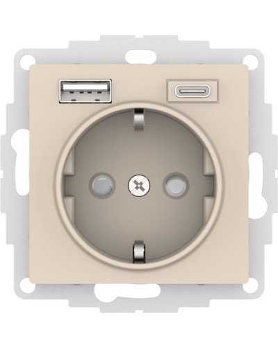AtlasDesign розетка 1-местная с 2 USB A+C, скрытой установки, механизм, бежевый (ATN000232). Розетка с USB. Systeme Electric в Ижевске