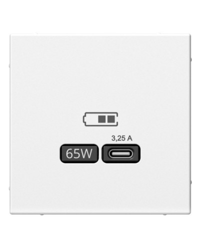 ArtGallery розетка USB тип-С 65Вт высокоскоростной заряд. QC, PD, скрытой установки, механизм, белый (GAL000127). Розетка USB. Systeme Electric в Ижевске