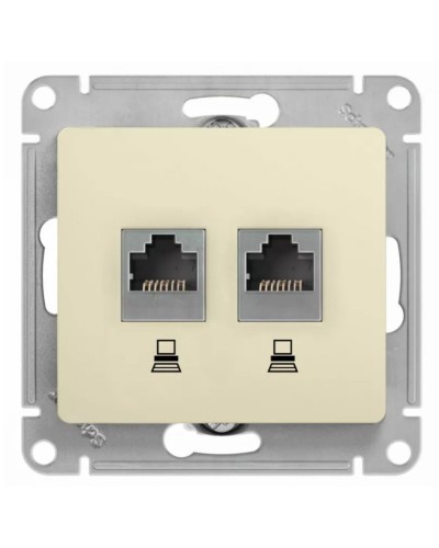 Glossa розетка RJ11+RJ45, 2-местная, кат. 5Е, скрытой установки, механизм, бежевый (GSL000285). Розетка компьютерная + телефонная. Systeme Electric в Ижевске