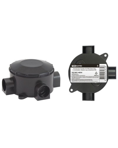 Распаячная коробка ОП D80х35мм, IP42, 3-х рожковая, черная TDM (SQ1401-4054). Распаячная коробка ОП. TDM ЕLECTRIC в Ижевске