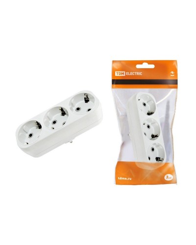 Блок на 3 гнезда 2П+З плоский 16А 250B TDM (SQ1806-0033). Розетка. TDM ЕLECTRIC в Ижевске