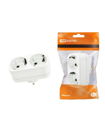 Блок на 2 гнезда 2П+З плоский 16А 250B TDM (SQ1806-0026). Розетка. TDM ЕLECTRIC в Ижевске