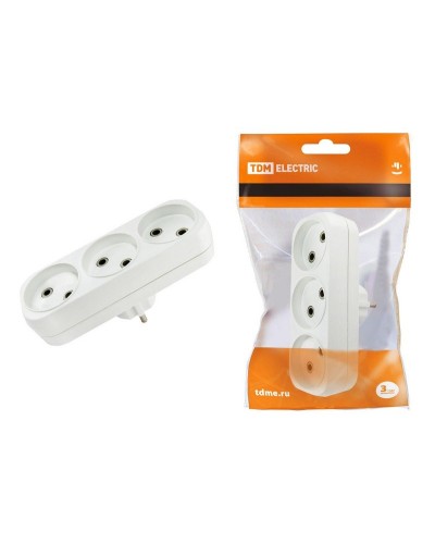 Блок на 3 гнезда 2П б/з плоский 6А 250B TDM (SQ1806-0027). Розетка. TDM ЕLECTRIC в Ижевске
