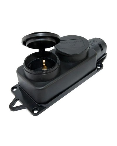 Розетка двухместная 2Р+РЕ 16А 250В IP44 (SQ0612-0010). Розетка двухместная с заглушками каучук. TDM ЕLECTRIC в Ижевске