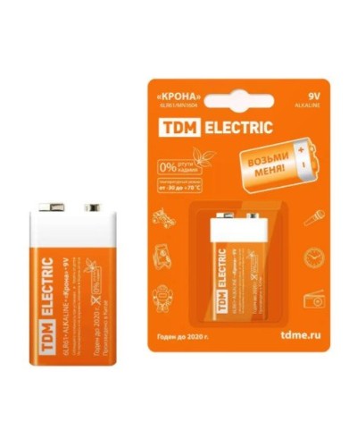 6LR61 Крона 9V BP-1 TDM (SQ1702-0013). Элемент питания. TDM ЕLECTRIC в Ижевске