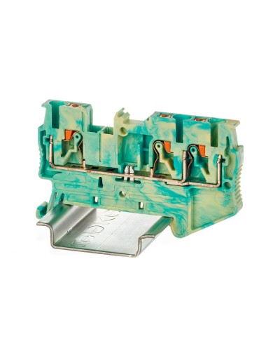 Клемма заземления, 3 точки подключения, 2.5 кв.мм (VPR-2.5-TWIN-PE-YG). Клемма заземления, зажим push-in. ДКС в Ижевске