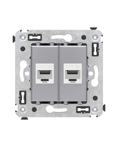 Розетка RJ-45 в стену, кат.5E, Avanti, двойная, закаленная сталь (4404664). Розетка компьютерная. ДКС в Ижевске