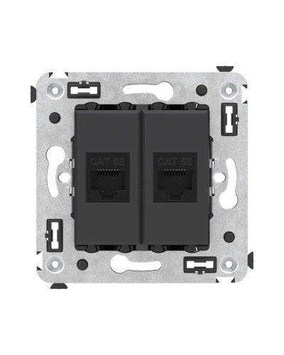 Розетка RJ-45 в стену, кат.5E, Avanti, двойная, черный матовый (4412664). Розетка компьютерная. ДКС в Ижевске