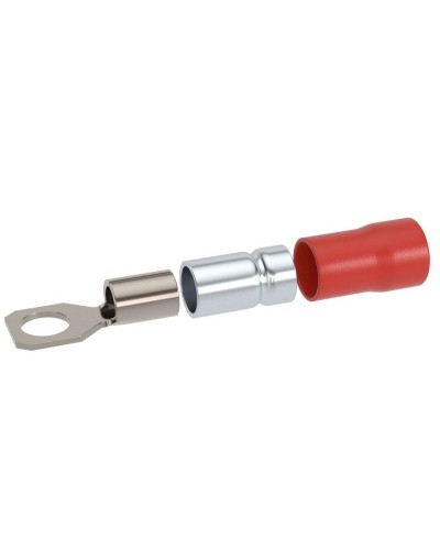 Наконечник НКИ 0,25-1,5 М4 (D4,3мм) с отверстием под винт (100 шт) (2A4P-DS-PVC). Наконечник с отверстием под винт и изолированным фланцем ПВХ, двойная гильза. ДКС в Ижевске