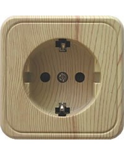 Розетка одинарная открытой установки с з/к, сосна, LK Standard (813225). Розетка с заземляющими контактами и защитными шторками. Экопласт в Ижевске