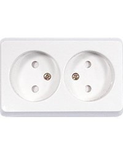Розетка двойная открытой установки без з/к, белый, LK Standard (813604). Розетка без заземляющих контактов с защитными шторками. Экопласт в Ижевске