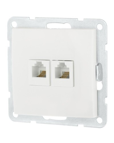 Розетка телефонная двойная 2xRJ-12 с накладкой, белый LK60 (865604-1). Розетка телефонная. Экопласт в Ижевске