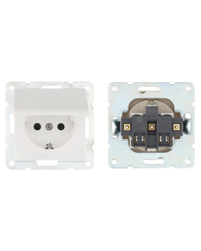 Розетка с з/к, шторками и крышкой, белый LK80 (843404-1). Розетка. Экопласт в Ижевске