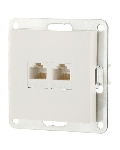 Розетка 2xRJ-45 кат.5е с накладкой, белый LK80 (846204-1). Розетка компьютерная двойная. Экопласт в Ижевске