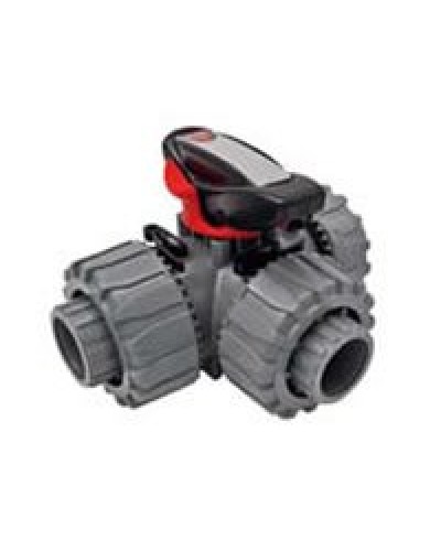Ecoplast Кран шаровой трехходовой ПВХ D25 (уплотнение TPV, остальное EPDM) с муфтовым окончанием (49448). Кран шаровой, с муфтовым окончанием. Экопласт в Ижевске
