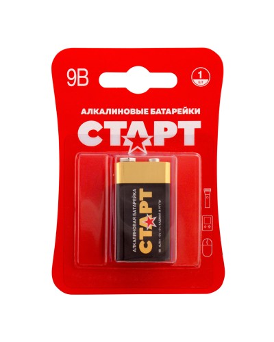 СТАРТ 6LR61-BL1 (9 В, Крона,  6LR61), БЛИСТЕР. Алкалиновая батарейка. СТАРТ в Ижевске
