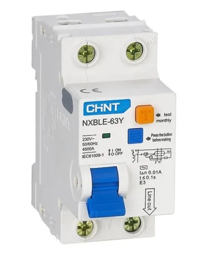NXBLE-63Y (R) 1п+N C 6А 30мА электронный тип AC 4.5кА CHINT (105540). Автоматический выключатель дифференциального тока. CHINT в Ижевске
