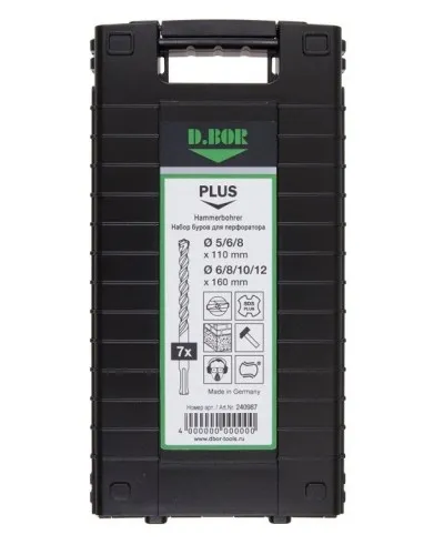 Набор буров SDS-plus V PLUS 7шт, 2-cutting (240987). Набор буров SDS-plus (5,6,8х110 мм; 6,8,10,12х160 мм). D.BOR в Ижевске