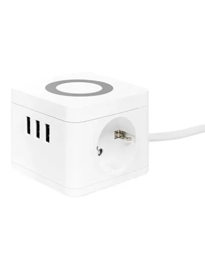 Удлинитель Куб 2 гнезда 3USB 2,4А+зарядное устройство 1,3 метра 1мм2. Удлинитель Куб. EKF в Ижевске