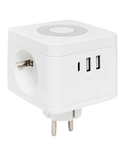 Тройник Куб 2 гнезда 2USB 2,4А+Type C + Ночник. Тройник Куб. EKF в Ижевске