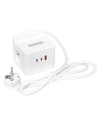 Удлинитель Куб 2 гнезда USB + 2Type C с быстрой зарядкой, подставкой под телефон и ночником 1,3 метра 1мм2. Удлинитель Куб. EKF в Ижевске