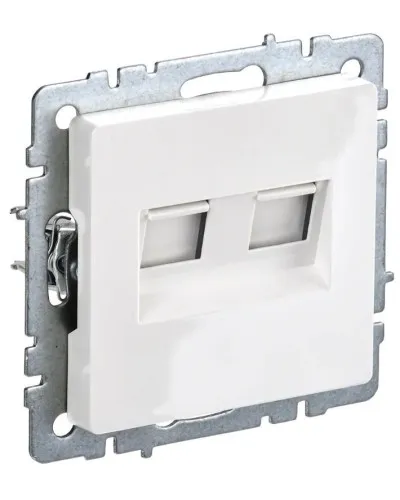 Розетка RJ11+RJ45 РК/Т12-БрБ белая BRITE (BR-KT20-O-1-K01). Розетка двойная. IEK в Ижевске