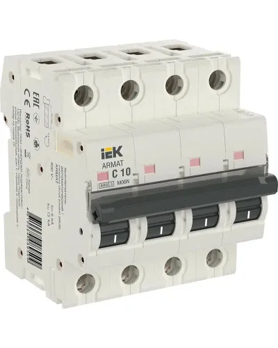 M06N 4P C 10А 6кА ARMAT (AR-M06N-4-C010). Автоматический выключатель. IEK в Ижевске