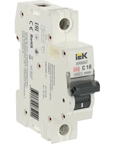 M06N 1P C 16А 6кА ARMAT (AR-M06N-1-C016). Автоматический выключатель. IEK в Ижевске