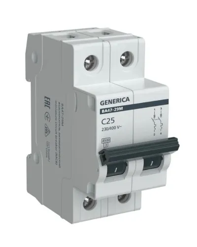 GENERICA ВА47-29М 2P C 25А 4,5кА (MVA21-2-025-C-G). Автоматический выключатель. IEK в Ижевске