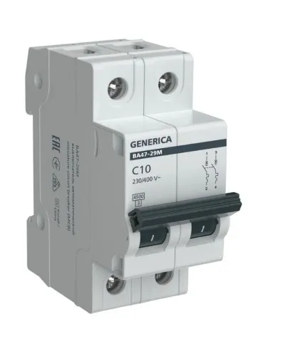 GENERICA ВА47-29М 2P C 10А 4,5кА (MVA21-2-010-C-G). Автоматический выключатель. IEK в Ижевске