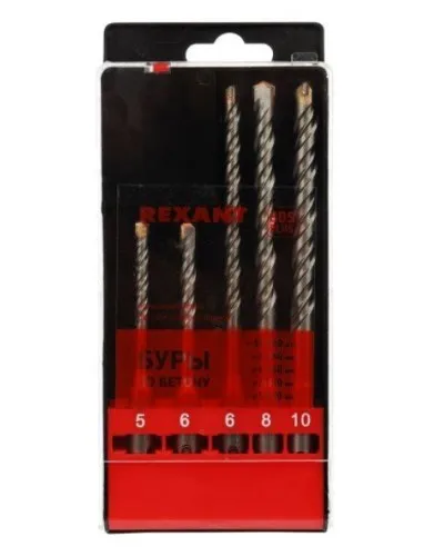 Набор буров, бетон 5-6х110, 6-8-10х160 мм, 5 шт, SDS PLUS Kranz (KR-91-0406): Аксессуар для электроинструмента в Ижевске