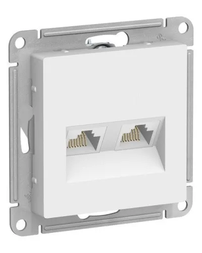 AtlasDesign розетка RJ45+RJ45, 2-местная, скрытой установки, механизм, белый (ATN000185). Розетка компьютерная. Systeme Electric в Ижевске