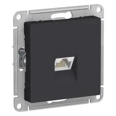 AtlasDesign розетка RJ45, кат. 5Е, 1-местная, скрытой установки, механизм, карбон (ATN001083). Розетка компьютерная. Systeme Electric