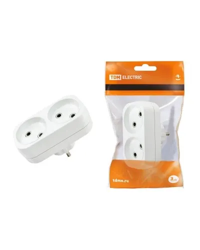 Блок на 2 гнезда 2П б/з плоский 6А 250B TDM (SQ1806-0025). Розетка. TDM ЕLECTRIC в Ижевске