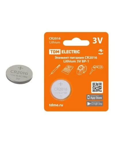 CR2016 Lithium 3V BP-1 TDM (SQ1702-0097). Элемент питания. TDM ЕLECTRIC в Ижевске